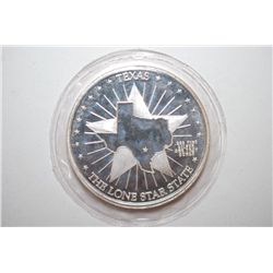 Texas-The Lone Star State Silver Round; Home Of The Alamo San Antonio TX; .999 Fine Silver 1 Oz.; ES