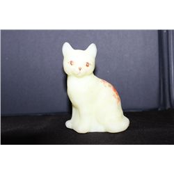 FENTON CAT SOLID GLASS - HANDPAINTED - ARTIST SIGNED