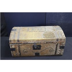 ORNATE LEATHER DECORATED CHILDS TRUNK