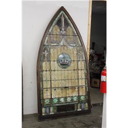 PICKUP ONLY - LEADED WINDOW FROM CHURCH IN FONDA - GREAT COLORS & CONDITION - 98" X 51"