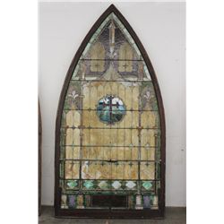 PICKUP ONLY - LEADED WINDOW FROM CHURCH IN FONDA - GREAT COLORS & CONDITION - 98" X 51"