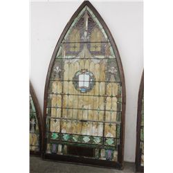 PICKUP ONLY - LEADED WINDOW FROM CHURCH IN FONDA - GREAT COLORS & CONDITION - 98" X 51"