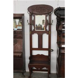 LOVELY ORIG. FINISH OAK HALL SEAT