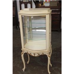 FRENCH 2 SHELF CURIO W/ BOWED WAVE GLASS