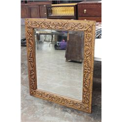 HEAVILY CARVED OAK  MIRROR