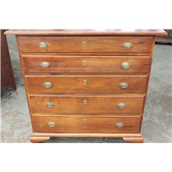 41" X 40" X 19.5" WONDERFUL CHERRY COUNTRY CHEST - APPROX. 1790 W/ UNUSUAL GRADUATING DRAWERS - SMAL