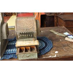NATION BRASS CASH REGISTER - NEEDS KEY & MINOR WORK