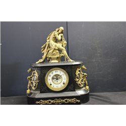 EXC. OPEN ESCAPEMENT - MOST ORNATELY DECORATED PLUS CLOCK TOP BY MILLER - ALABASTER & BRASS