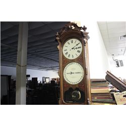 MAGNIFICENT ITHACA CALENDAR CLOCK - 58" TALL - WORKS PERFECT - A TRUE TRASURE - MINT