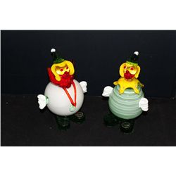 LOT OF 2 ANN PRIMROSE MURANO GLASS CLOWNS