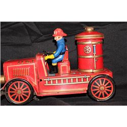EARLY JAPAN PRESSED TIN FIRE PUMPER - 11" LONG
