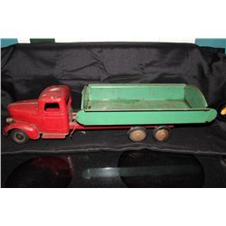 EARLY PRESSED TIN DUMP TRUCK - 21" LONG