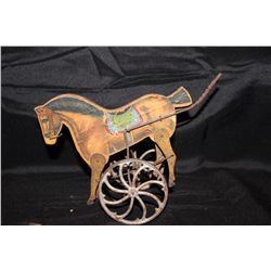 EARLY TOY HORSE ON WHEELS