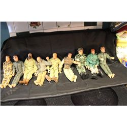 GREAT LOT OF 8 G.I. JOES W/ CASE AND CONTENTS - SUPER LOT