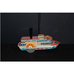 GREAT STEAMBOAT BY MODERN TOYS JAPAN - BATTERY OPERATED - WORKS PERFECT - WHISTLE BLOWS - NEAR MINT 