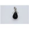 Image 1 : NATURAL 21.00 CTW BLACK ONEX PEAR CUT PENDANT .925 STER