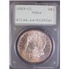 Image 1 : 1883-CC MORGAN SILVER DOLLAR PCGS RATTLER HOLDER MS64