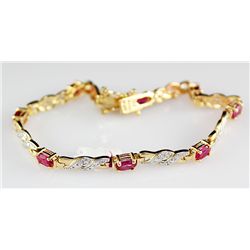 Sterling Gold 4.77 ctw Ruby Bracelet