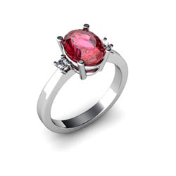 Garnet 2.10 ctw Diamond Ring 14kt White Gold