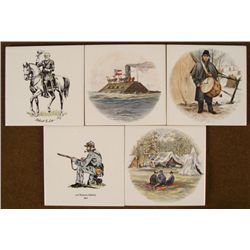 5 1862 CIVIL WAR CERAMIC TILES- ROBERT E LEE  DRUMMER