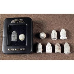 ORIGINAL CIVIL WAR BULLETS - 2 RIFLE AND 7 INDIVIDUAL