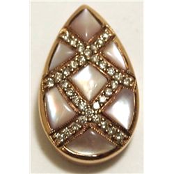 Dead Pawn Non-Native Mother of Pearl & Diamond 14k Gold Pendant - Kabana