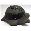 Image 1 : San Juan Pueblo Black Pottery Turtle with Bear & Turquoise on Top - Marie Adelcia