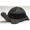 Image 2 : San Juan Pueblo Black Pottery Turtle with Bear & Turquoise on Top - Marie Adelcia