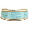 Image 1 : Navajo Sky Blue Turquoise Inlay Sterling Silver Cuff Bracelet - RGB