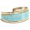 Image 2 : Navajo Sky Blue Turquoise Inlay Sterling Silver Cuff Bracelet - RGB