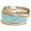 Image 3 : Navajo Sky Blue Turquoise Inlay Sterling Silver Cuff Bracelet - RGB