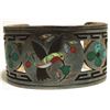 Image 1 : Vintage Old Pawn Multi-Stone Inlay Hummingbird Sterling Silver Cuff Bracelet - Dennis Edaakie