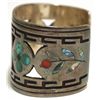 Image 3 : Vintage Old Pawn Multi-Stone Inlay Hummingbird Sterling Silver Cuff Bracelet - Dennis Edaakie
