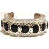 Image 1 : Zuni Onyx Sterling Silver Snakes Cuff Bracelet - Effie Calavaza