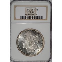 1890-CC MORGAN SILVER DOLLAR NGC MS 63