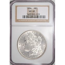 1904 MORGAN SILVER DOLLAR NGC MS62