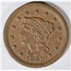 Image 1 : 1849  large penny  Nice Color   AU+