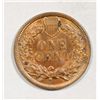 Image 2 : 1886 INDIAN ONE CENT UNC BUT SPOTS + SCRATCHES OBV VARIETY BARGAIN