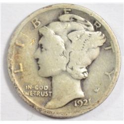 1921  Mercury dime  full good  semi-key date
