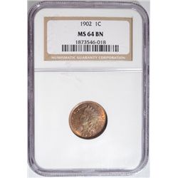 1902  Indian penny  NGC64BN  STILL MUCH RED