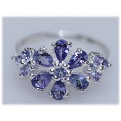9.17 CTW TANZANITE RING .925 STERLING SILVER