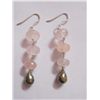 Image 1 : NATURAL 45.85 CTW ROSEQUARTZ, SEMIPRECIOUS EARRING .925