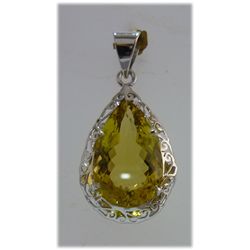 35.00 CTW Lemon TOPAZ Pear SHAPE PENDANT .925 STERLING