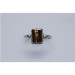 11.35 CTW TIGER EYE RING .925 STERLING SILVER