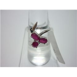 NATURAL 13.50 CTW RUBY RING .925 STERLING SILVER