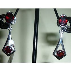 NATURAL 26.75 CTW GARNET EARRING .925 STERLING SILVER