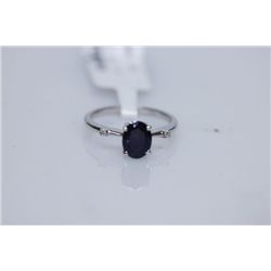 9.25 CTW SAPPHIRE AND DIAMOND RING .925 STERLING SILVER