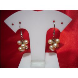NATURAL 6.00 CTW DANGLING GRAPE PEACH PEARL EARRINGS