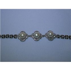 ELEGANT WHITE PEARL SILVER BRACELET****METAL: SILVER; A