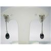 Image 1 : 3CZ DANGLING TEARDROP BLACK PEARL EARRINGS